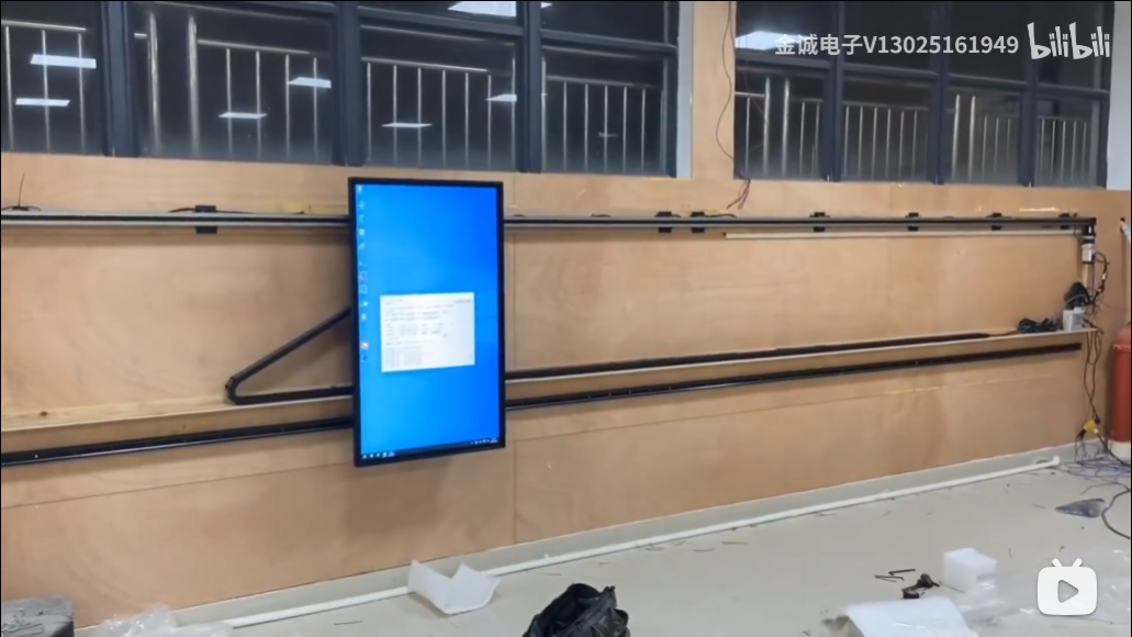 展厅滑轨屏电动手动电视互动移动屏随人滑动展厅触摸屏一体机